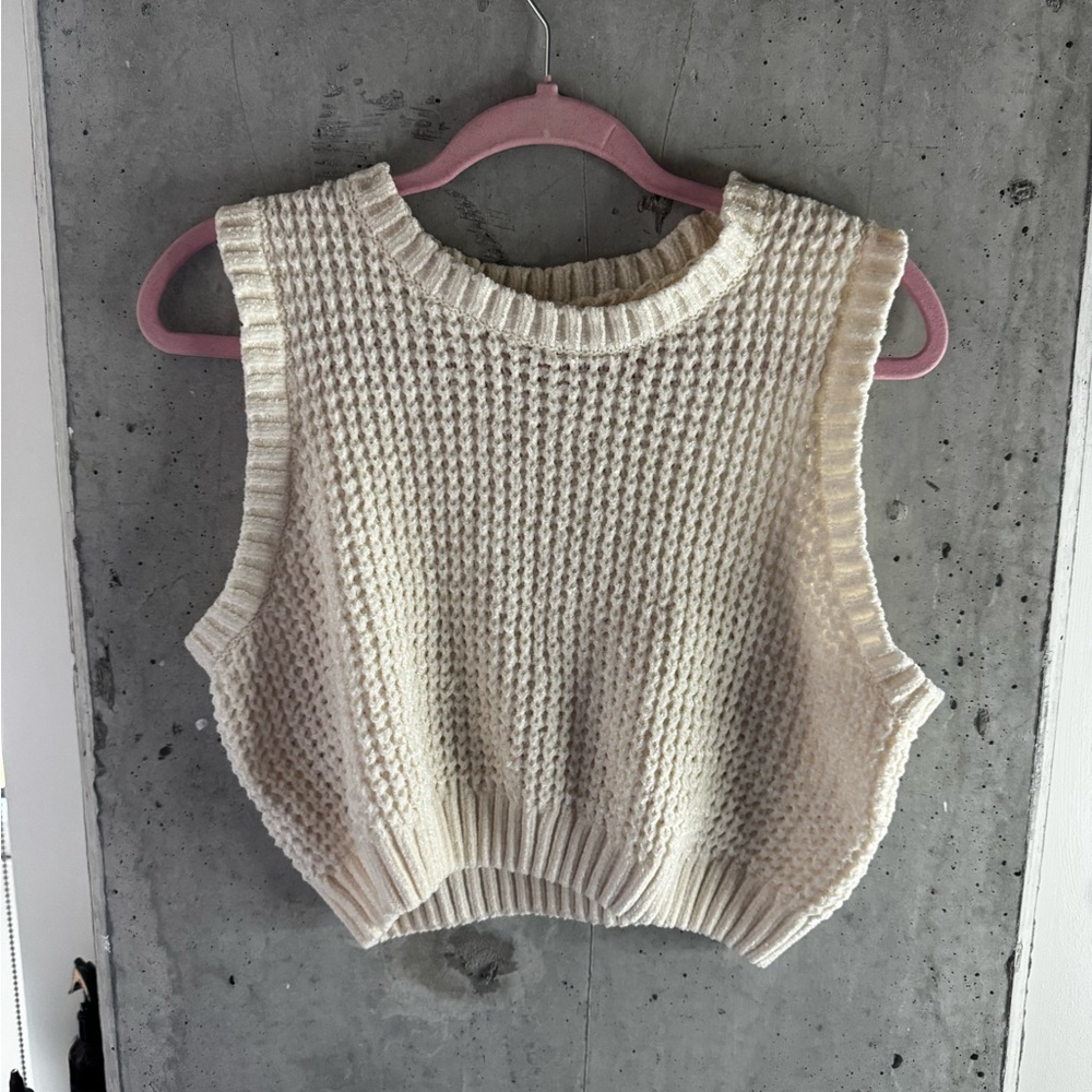 Altar'd State Ivory Knit Sweater Vest